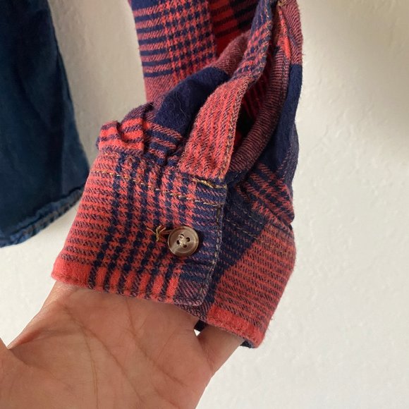 BDG Womens Shirt Denim Flannel Plaid Size S Button Down Pocket Casual Blue Top - Picture 6 of 11